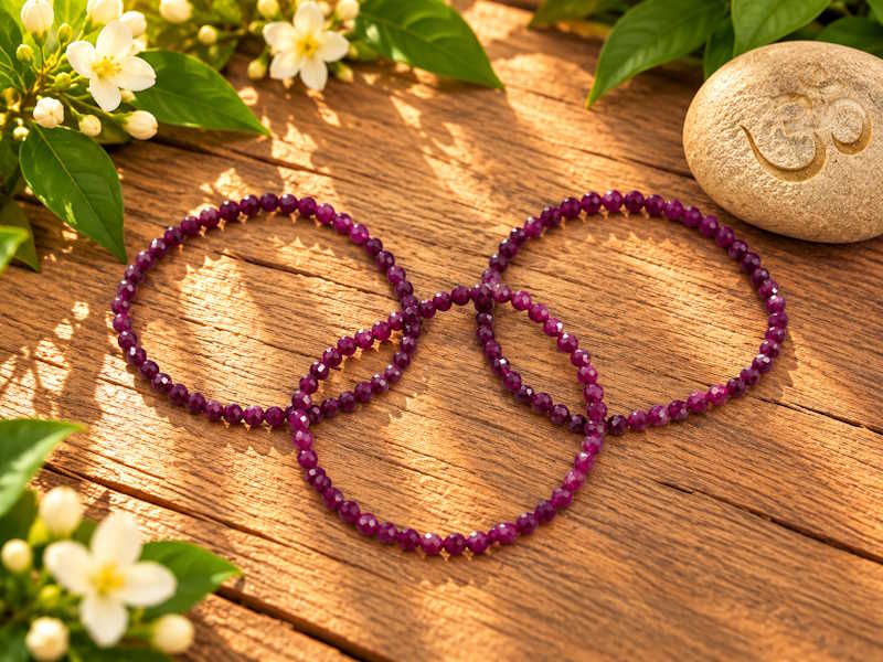 Pulsera Rubí bola facetada